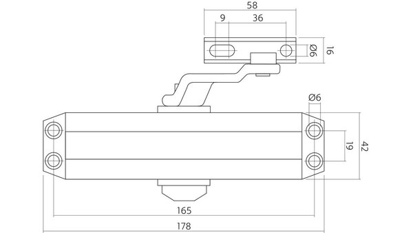 Intersteel Deurdranger 122 + schaararm 179x42x64 zwart Intersteel Deurdranger 122 + schaararm 179x42x64 zwart