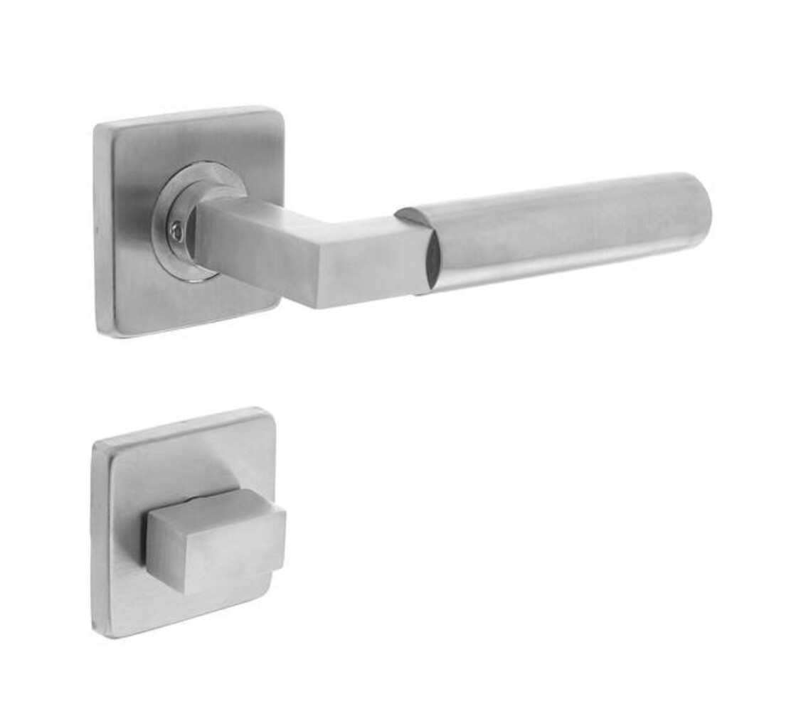 Intersteel Deurkruk Baustil op rozet verdekt 53x53x8mm met nokken rvs Intersteel Deurkruk Baustil op rozet verdekt 53x53x8mm met nokken rvs