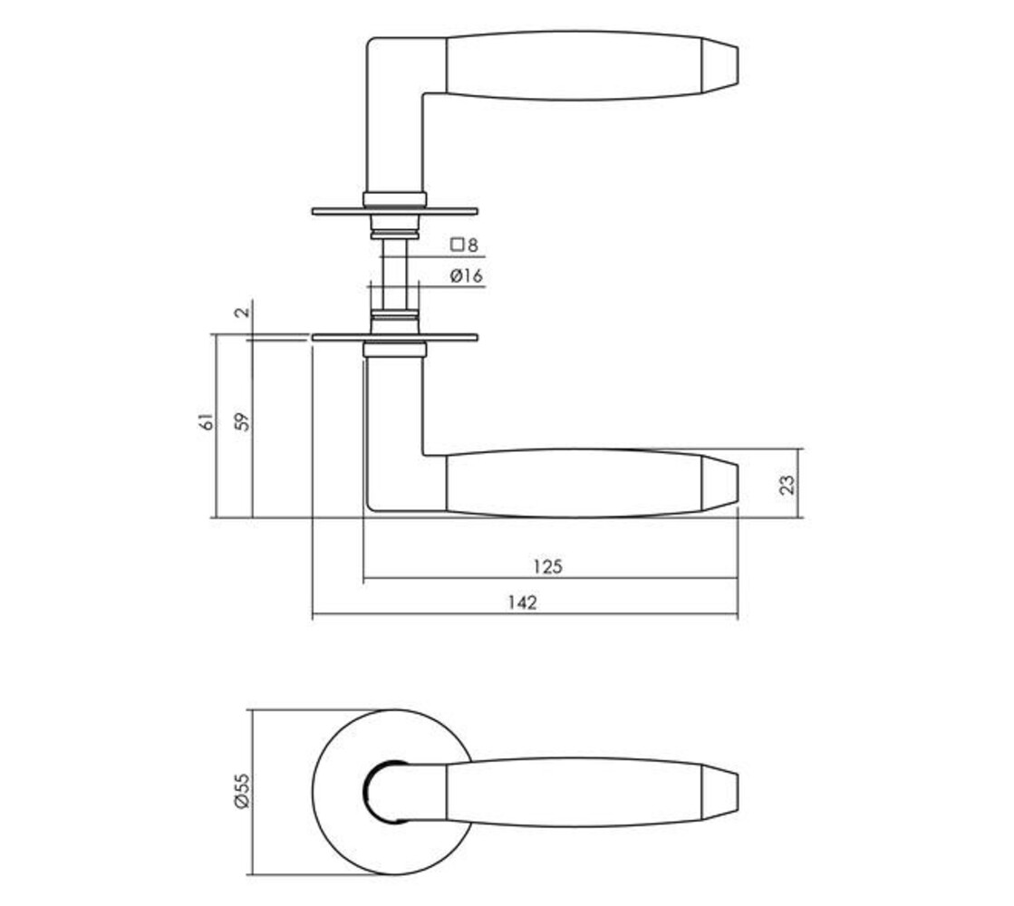 Intersteel Deurkruk Combinatie met rozet zelfklevend ø55x2mm rvs/zwart