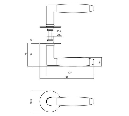 Intersteel Deurkruk Combinatie met rozet zelfklevend ø55x2mm rvs/zwart