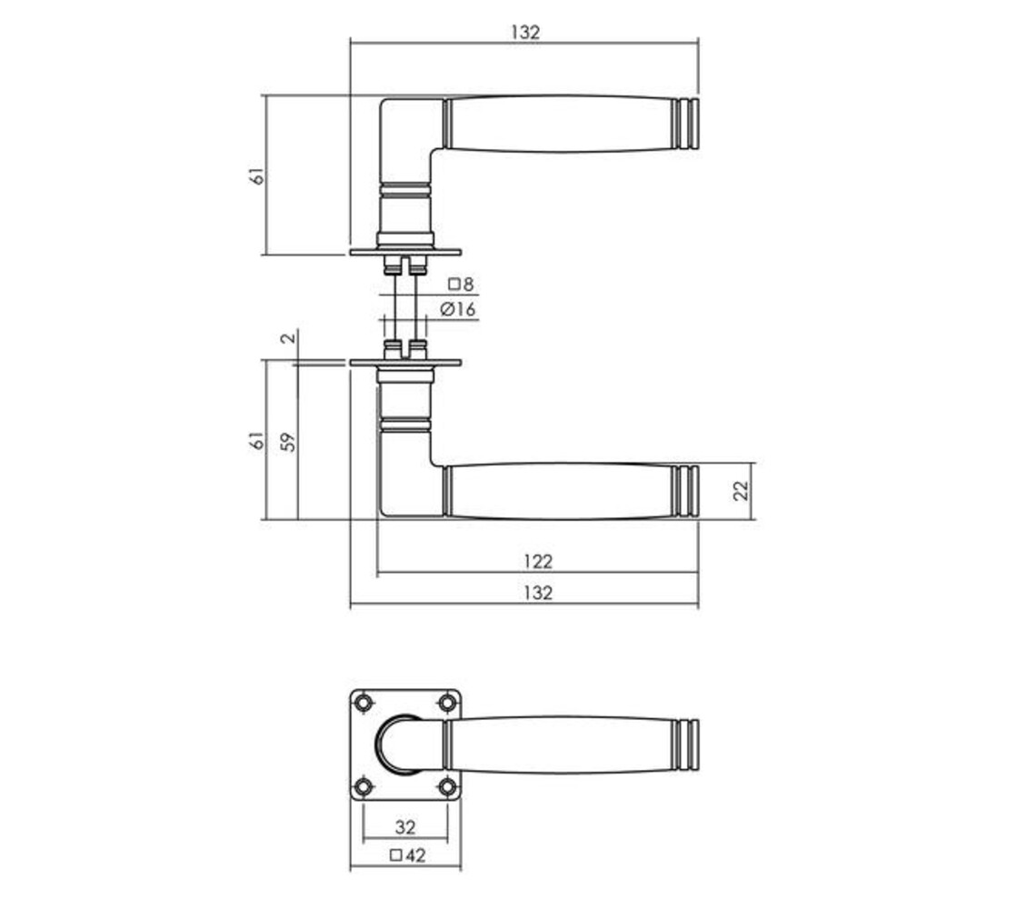 Intersteel Deurkruk Ton 212 met rozet 42x42x2mm rvs