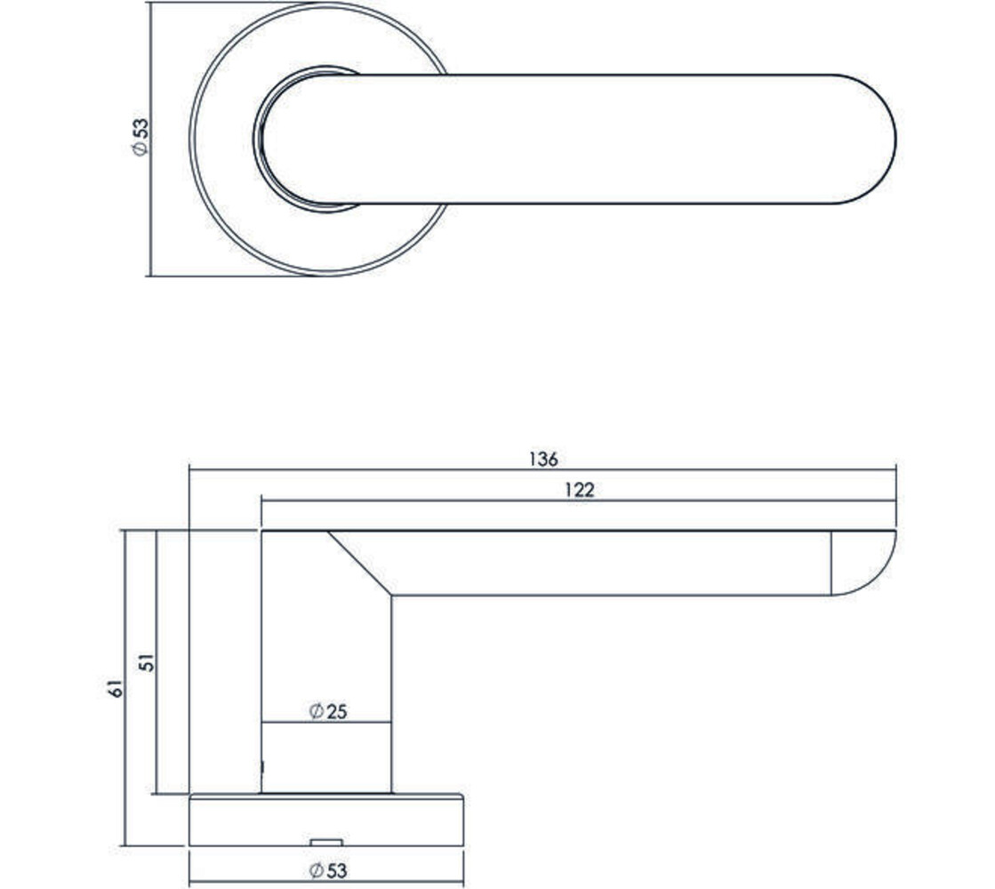 Intersteel  Deurkruk Strak elegant op rozet verdekt ø53x10mm rvs