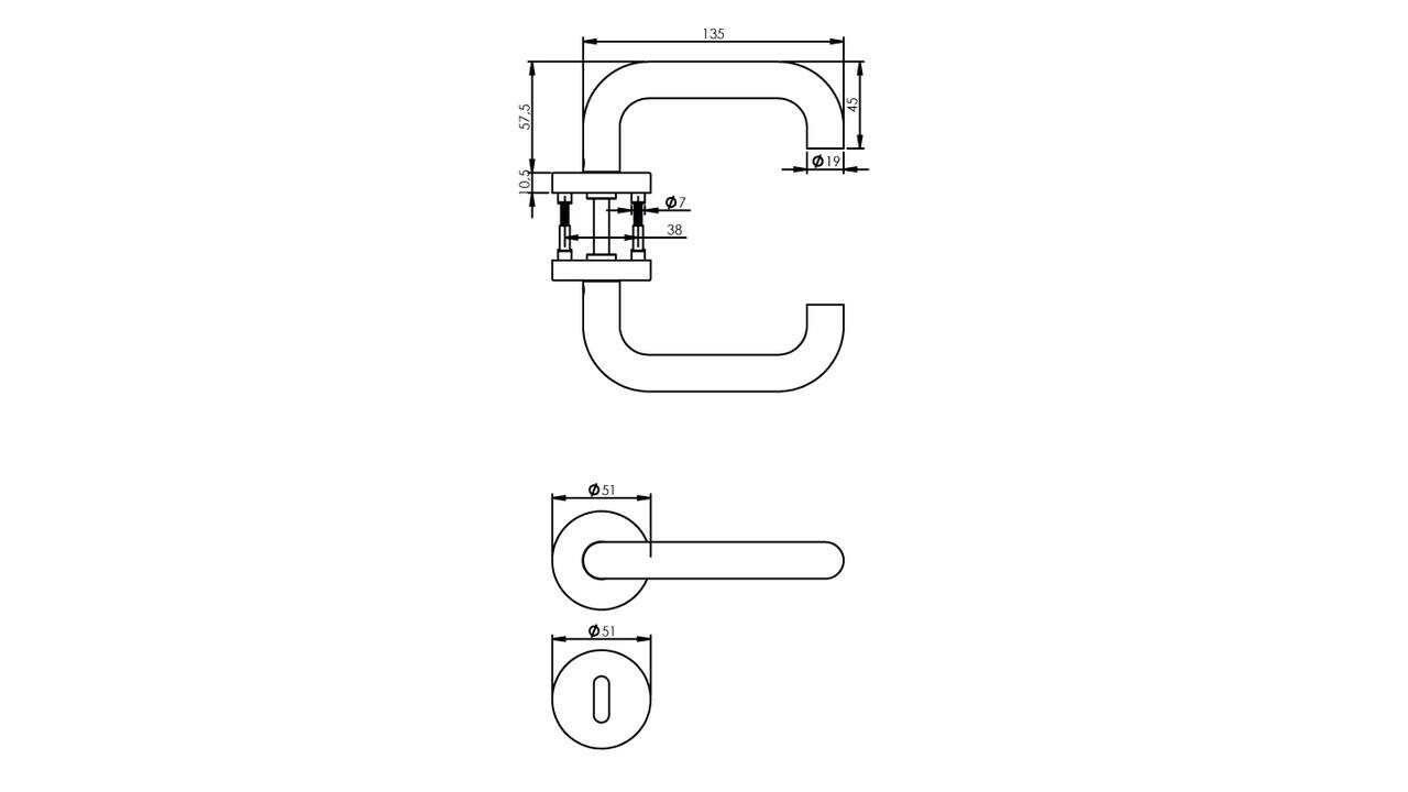 Intersteel Deurkruk Rond met rozet verdekt ATP ø51x10mm met nokken rvs Intersteel Deurkruk Rond met rozet verdekt ATP ø51x10mm met nokken rvs