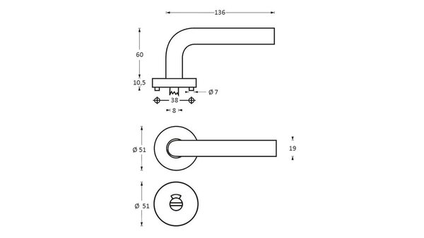 Intersteel Deurkruk Rond met rozet verdekt ATP ø51x10mm met nokken rvs Intersteel Deurkruk Rond met rozet verdekt ATP ø51x10mm met nokken rvs