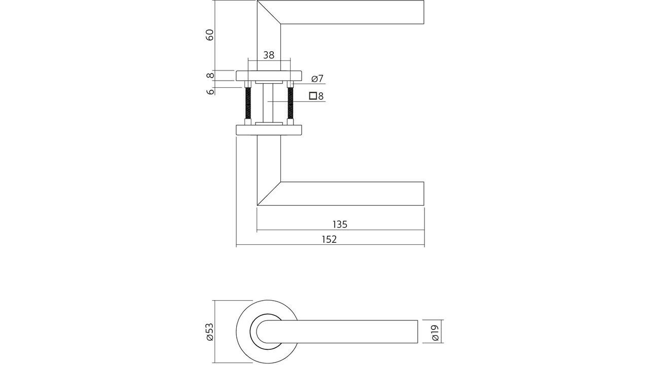 Intersteel Deurkruk Niesen op rozet verdekt ø53x8mm met nokken rvs
