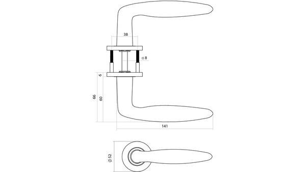 Intersteel Deurkruk Q 03 op rozet verdekt ø52x6mm rvs