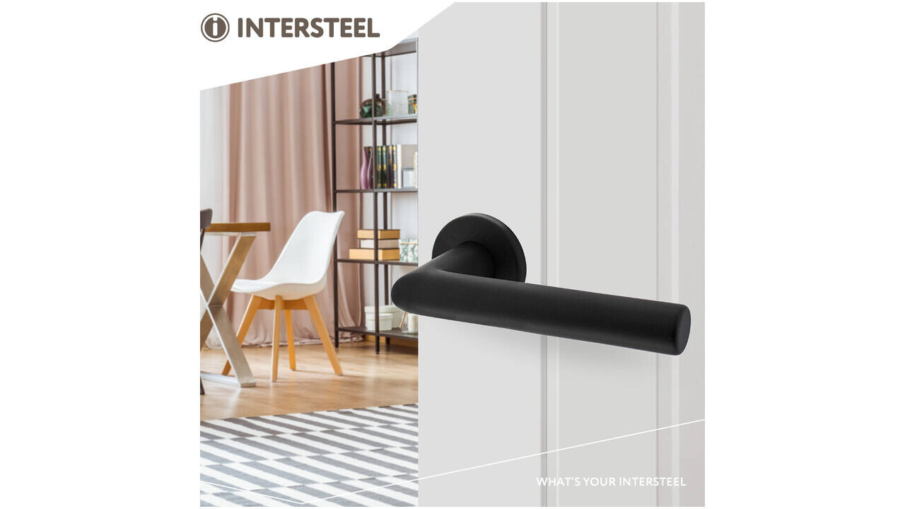 Intersteel Deurkruk Broome met rozet verdekt ø50x7mm met nokken zwart