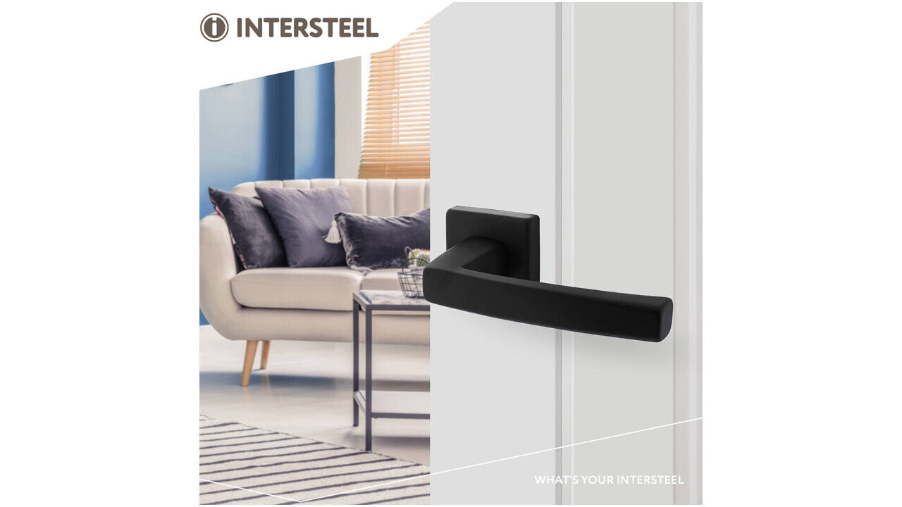 Intersteel Deurkruk Moora met rozet verdekt 50x50x10mm met nokken zwart