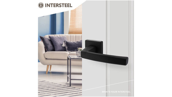 Intersteel Deurkruk Moora met rozet verdekt 50x50x10mm met nokken zwart