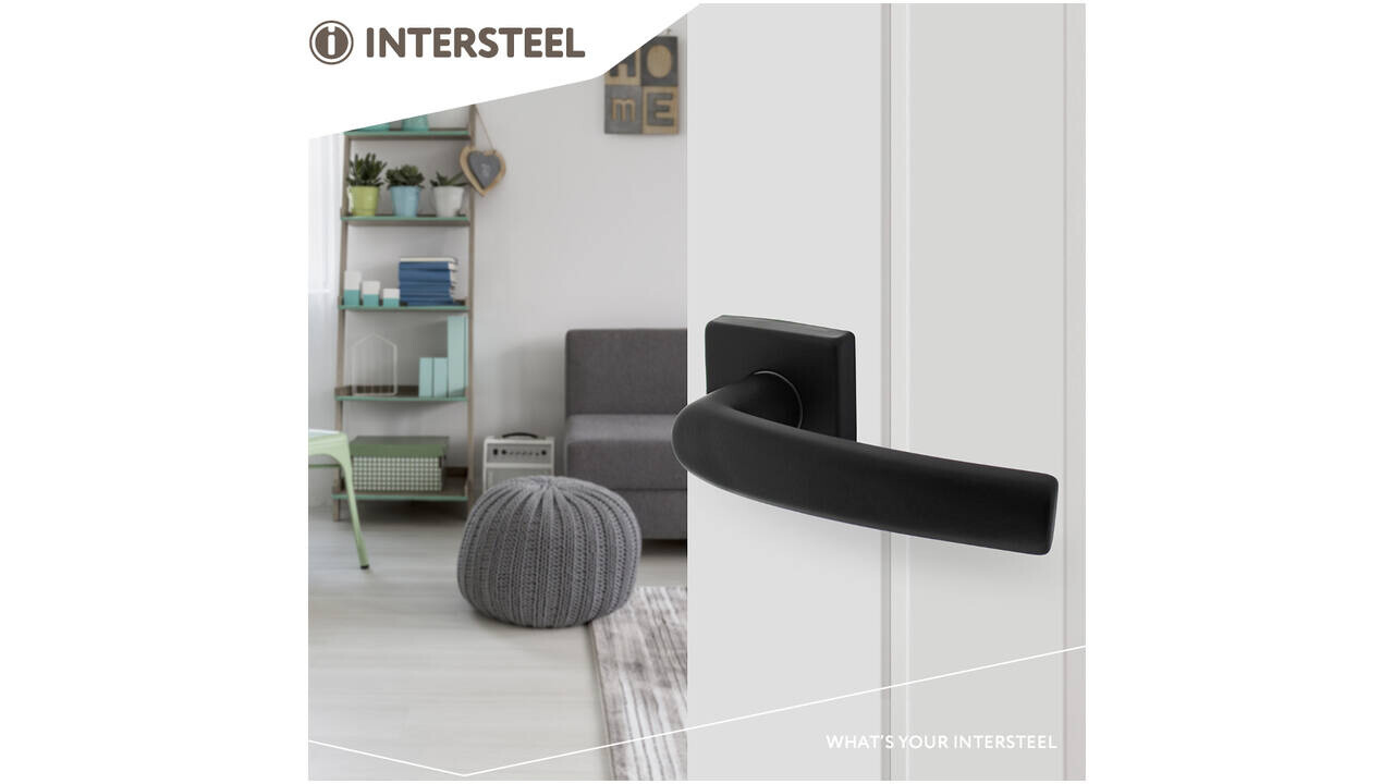 Intersteel Deurkruk Denham met rozet verdekt 50x50x10mm met nokken zwart