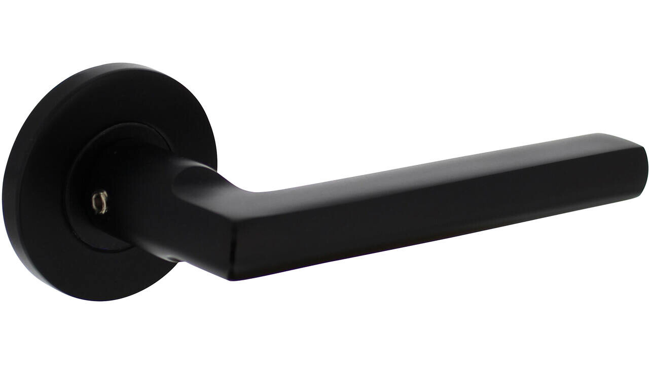 Intersteel Deurkruk Vlak/90° op rozet verdekt ø55x8mm met nokken zwart