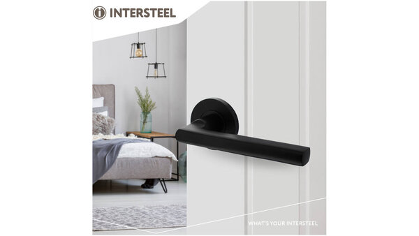 Intersteel Deurkruk Vlak/90° op rozet verdekt ø55x8mm met nokken zwart
