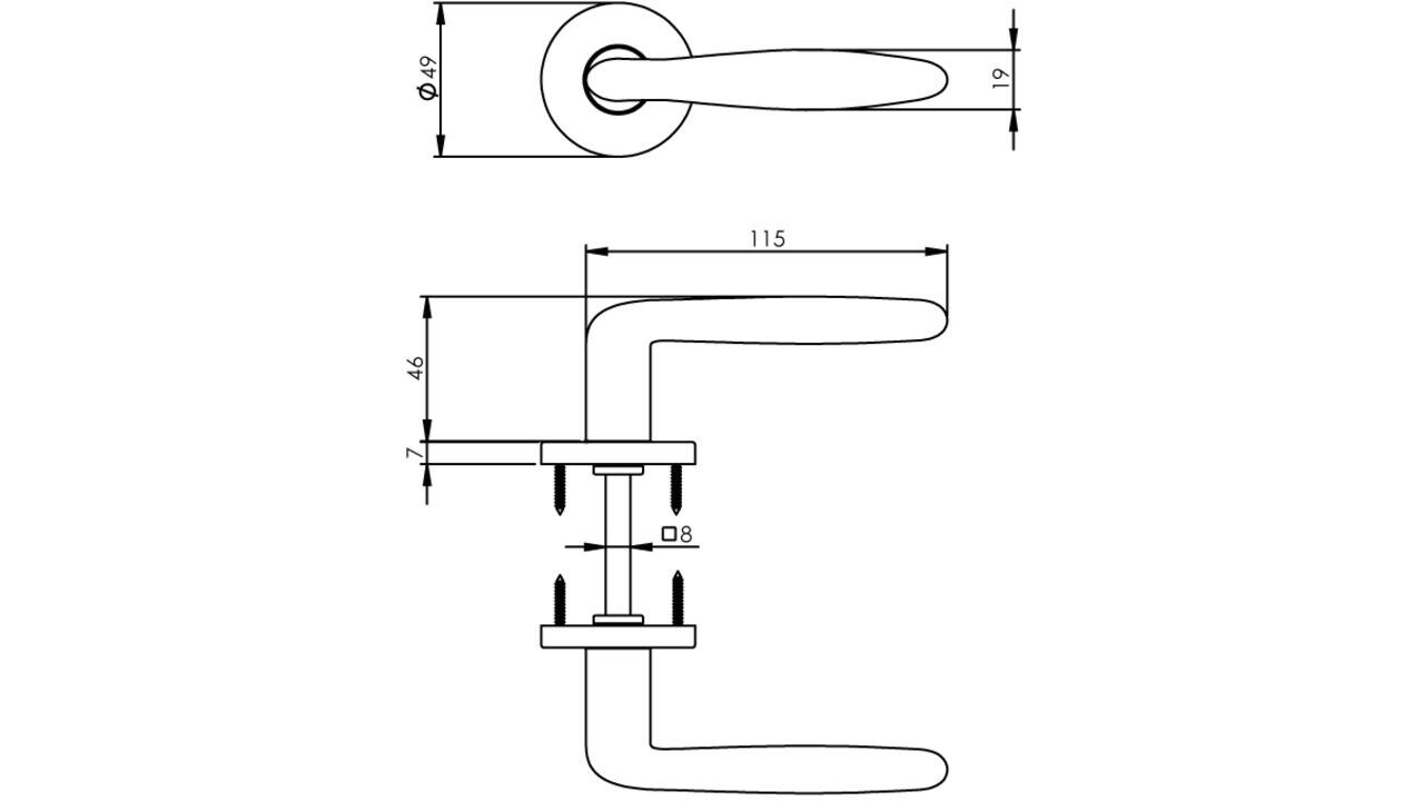 Intersteel Deurkruk Phobos op rozet verdekt ø49x7mm zwart