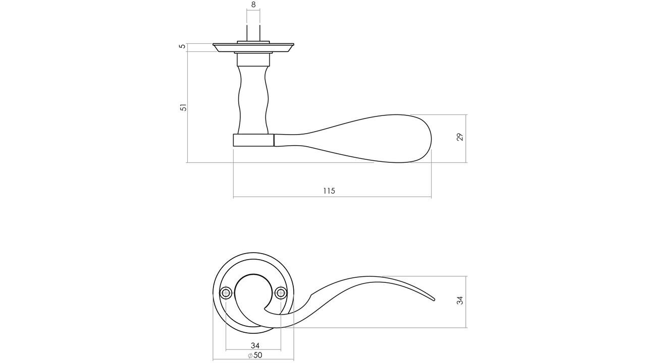 Intersteel Deurkruk Lepel met rozet ø50x5mm zwart
