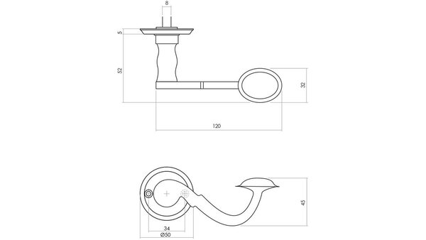 Intersteel Deurkruk Posthoorn met rozet ø50x5mm zwart