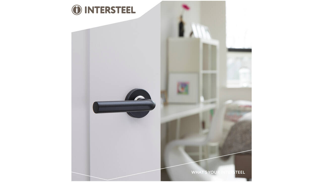 Intersteel Deurkruk Luzern op rozet verdekt ø53x10mm structuur zwart