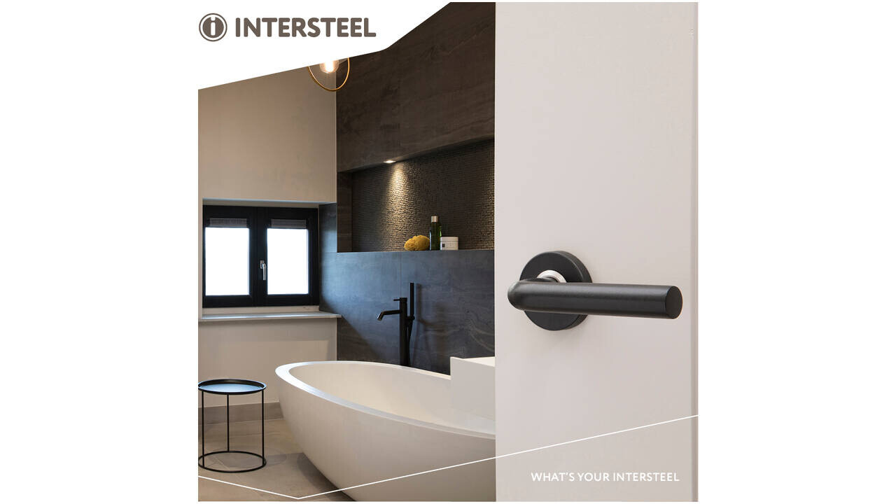 Intersteel Deurkruk Luzern op rozet verdekt ø53x10mm structuur zwart
