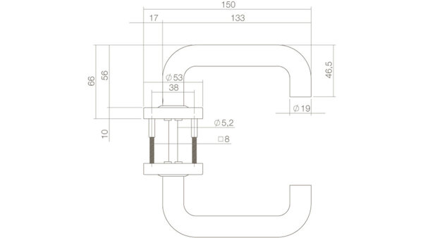 Intersteel Deurkruk Bern op rozet verdekt ø53x10mm structuur zwart
