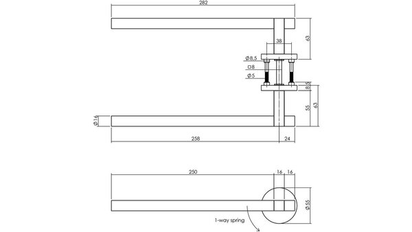 Intersteel Deurkruk Shiraat by Grand & Johnson op rozet éénzijdig verdekt ø55x8mm PVD zwart