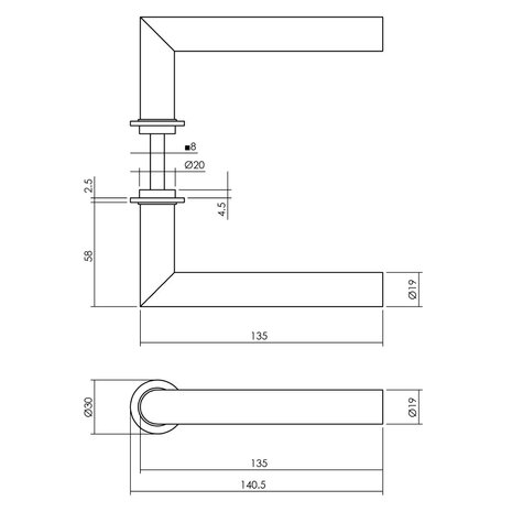 Intersteel Deurkruk Jura met rozet zelfklevend ø30x3mm structuur zwart