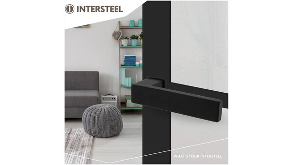 Intersteel Deurkruk Amsterdam met rozet zelfklevend 30x30x3mm structuur zwart