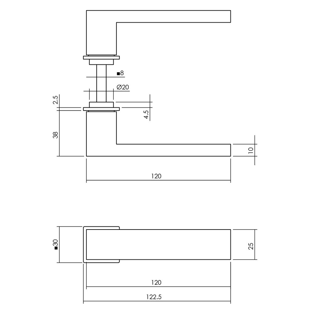 Intersteel Deurkruk Amsterdam met rozet zelfklevend 30x30x3mm structuur zwart