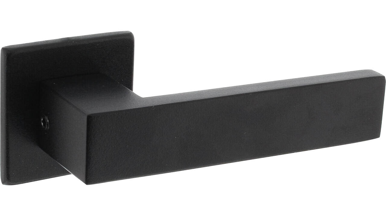 Intersteel Deurkruk Amsterdam met rozet verdekt 50x50x5mm met nokken structuur zwart