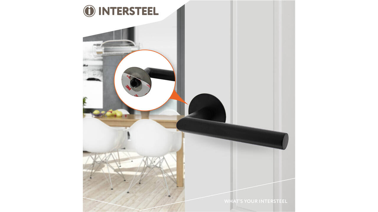 Intersteel Deurkruk Jura met rozet zelfklevend ø55x2mm structuur zwart Intersteel Deurkruk Jura met rozet zelfklevend ø55x2mm structuur zwart