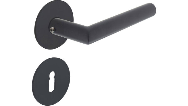 Intersteel Deurkruk Jura met rozet zelfklevend ø55x2mm structuur zwart Intersteel Deurkruk Jura met rozet zelfklevend ø55x2mm structuur zwart