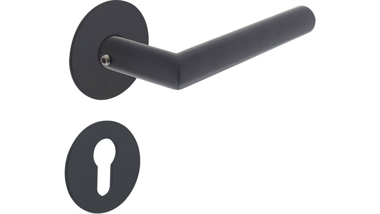 Intersteel Deurkruk Jura met rozet zelfklevend ø55x2mm structuur zwart Intersteel Deurkruk Jura met rozet zelfklevend ø55x2mm structuur zwart