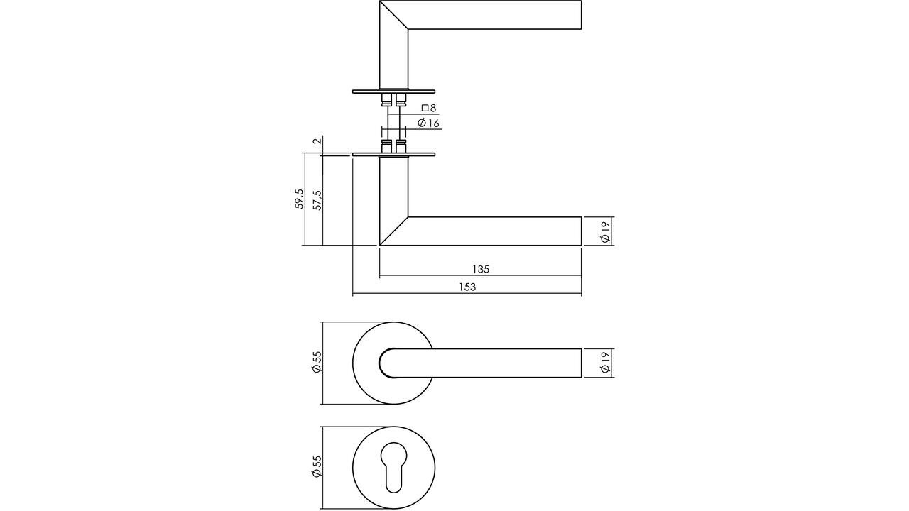 Intersteel Deurkruk Jura met rozet zelfklevend ø55x2mm structuur zwart Intersteel Deurkruk Jura met rozet zelfklevend ø55x2mm structuur zwart