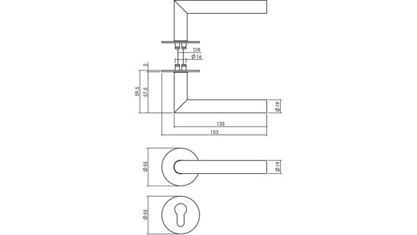 Intersteel Deurkruk Jura met rozet zelfklevend ø55x2mm structuur zwart Intersteel Deurkruk Jura met rozet zelfklevend ø55x2mm structuur zwart