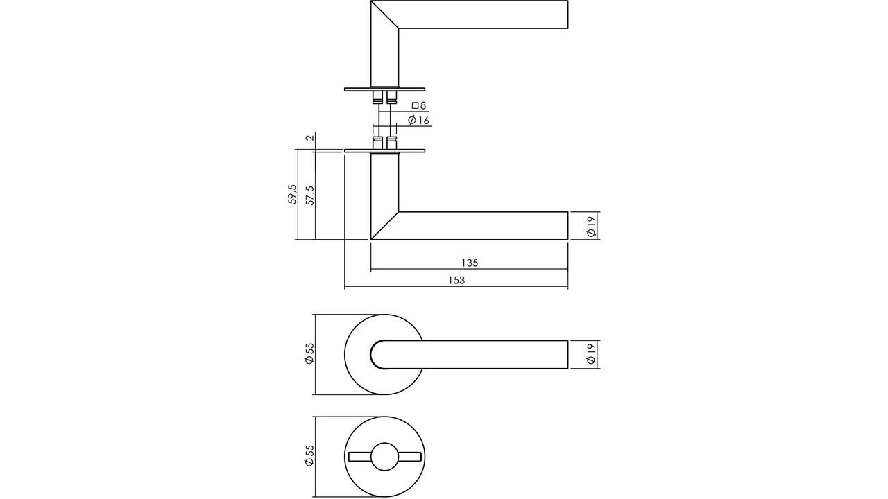 Intersteel Deurkruk Jura met rozet zelfklevend ø55x2mm structuur zwart Intersteel Deurkruk Jura met rozet zelfklevend ø55x2mm structuur zwart