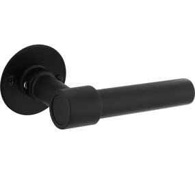 Intersteel Deurkruk L/L recht met rozet Ø51x2mm structuur zwart Intersteel Deurkruk L/L recht met rozet Ø51x2mm structuur zwart