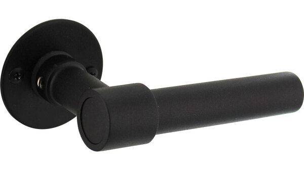 Intersteel Deurkruk L/L recht met rozet Ø51x2mm structuur zwart Intersteel Deurkruk L/L recht met rozet Ø51x2mm structuur zwart