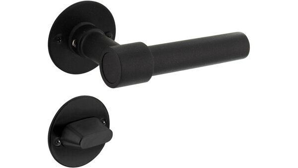 Intersteel Deurkruk L/L recht met rozet Ø51x2mm structuur zwart Intersteel Deurkruk L/L recht met rozet Ø51x2mm structuur zwart
