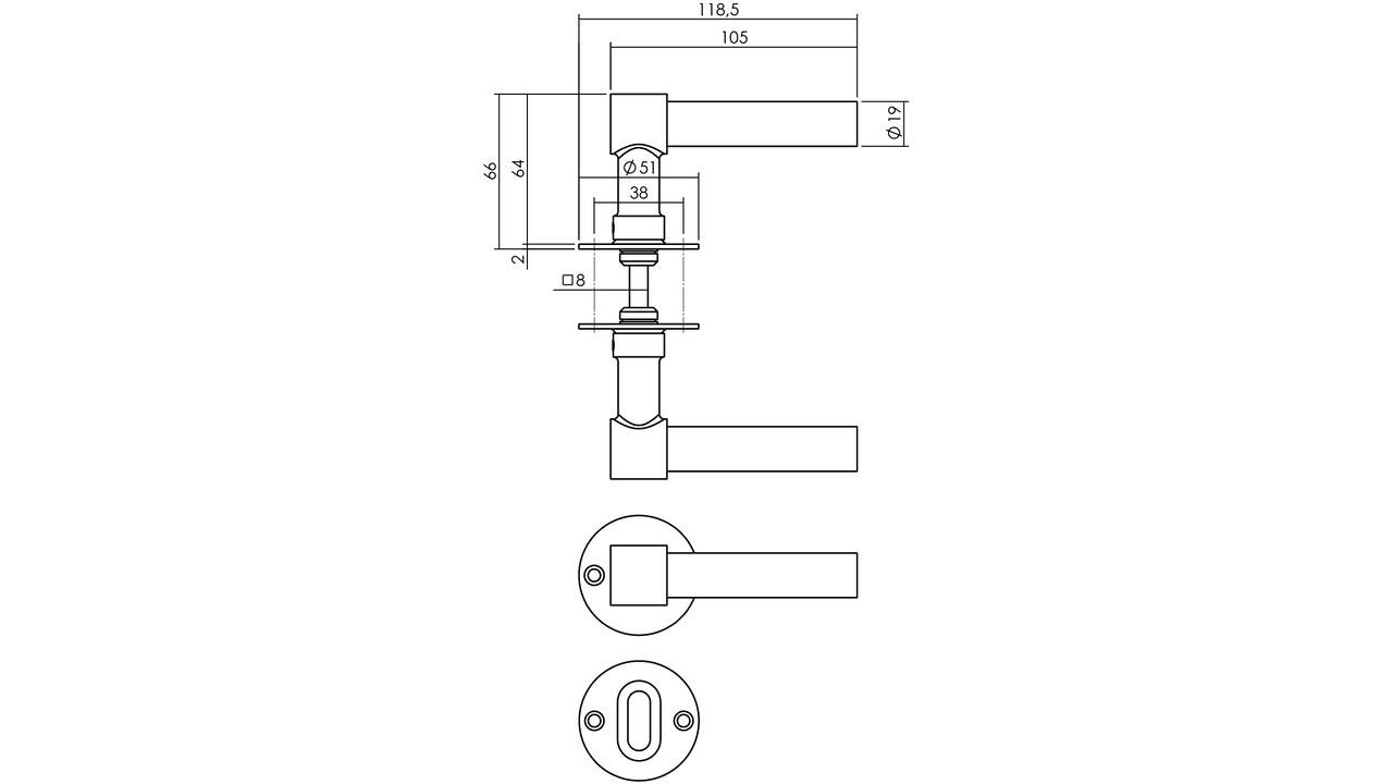Intersteel Deurkruk L/L recht met rozet Ø51x2mm structuur zwart Intersteel Deurkruk L/L recht met rozet Ø51x2mm structuur zwart