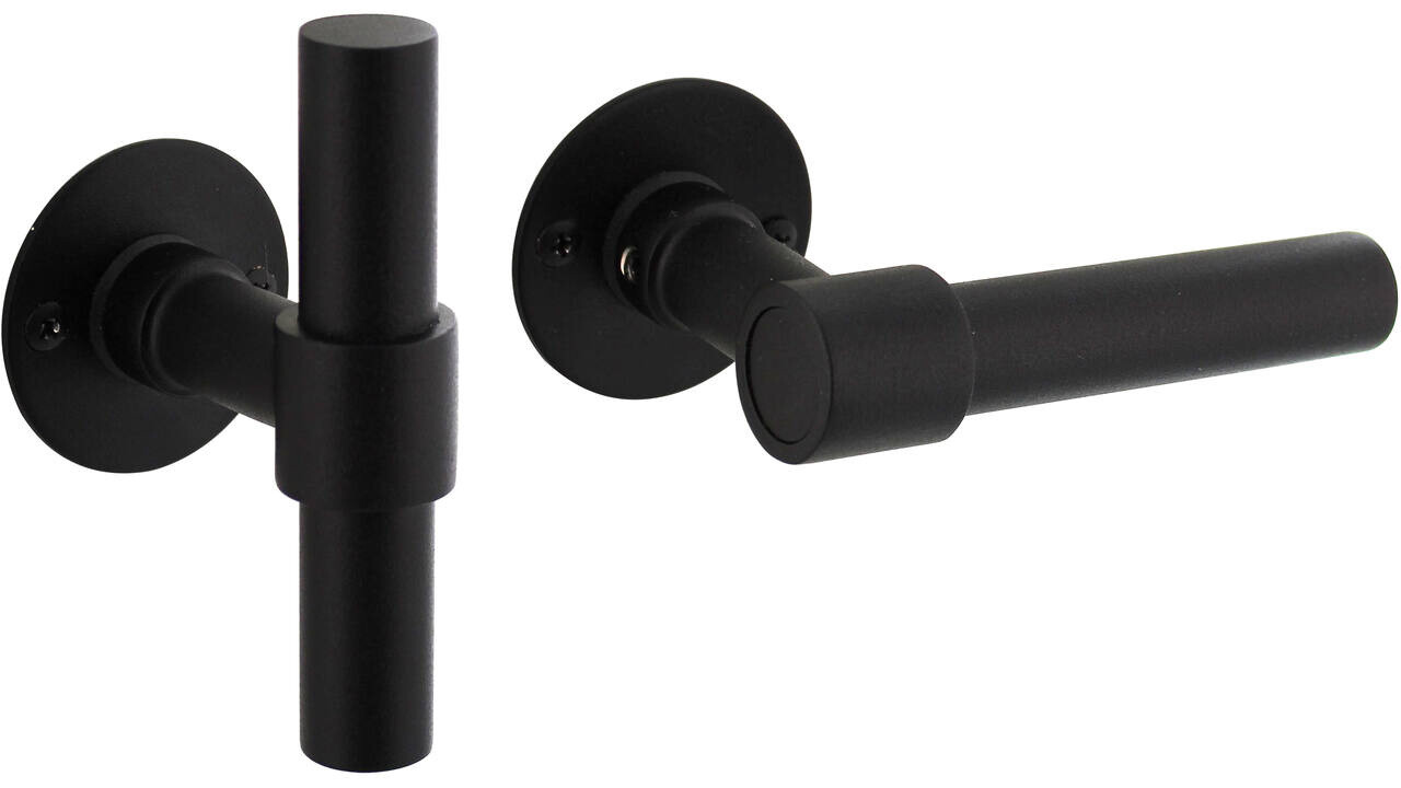 Intersteel Deurkruk L/T recht met rozet Ø51x2mm structuur zwart