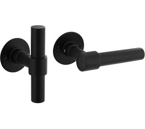 Intersteel Deurkruk L/T recht met rozet Ø51x2mm structuur zwart