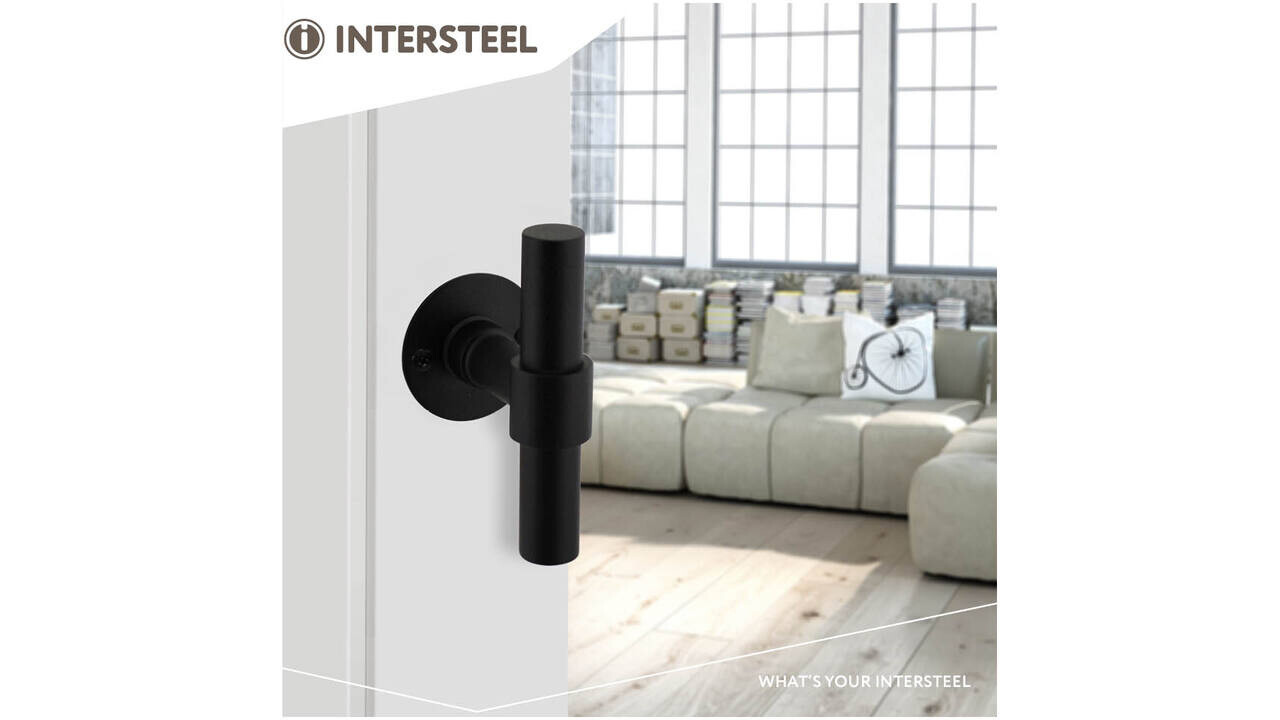 Intersteel Deurkruk L/T recht met rozet Ø51x2mm structuur zwart