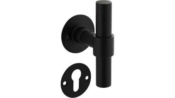 Intersteel Deurkruk L/T recht met rozet Ø51x2mm structuur zwart