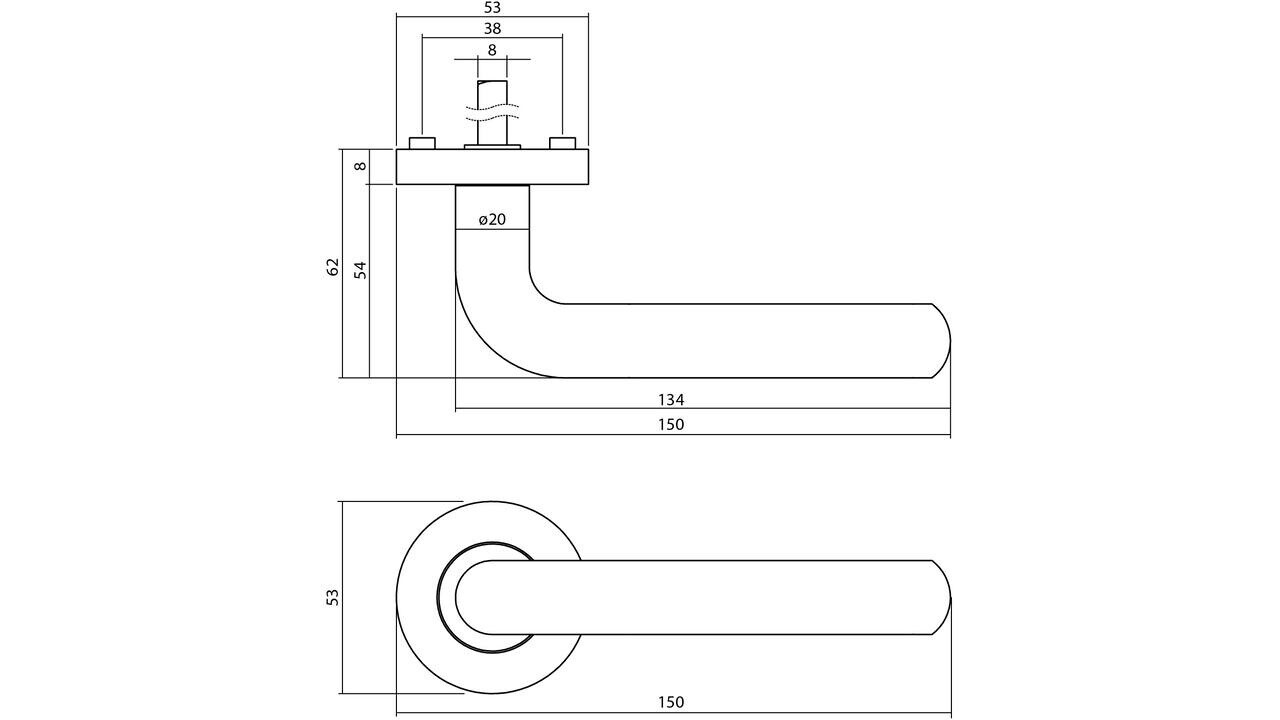 Intersteel Deurkruk Agatha op rozet verdekt ø52x10mm met nokken zwart
