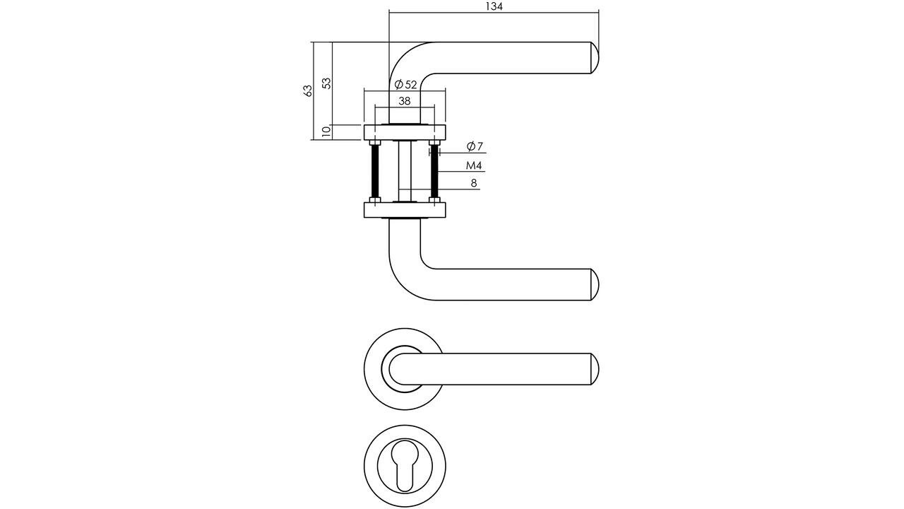 Intersteel Deurkruk Agatha op rozet verdekt ø52x10mm met nokken zwart