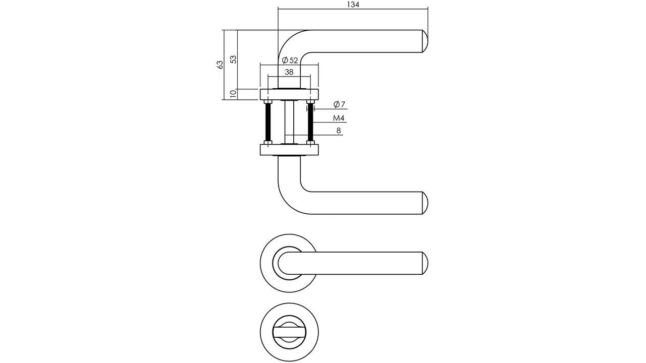 Intersteel Deurkruk Agatha op rozet verdekt ø52x10mm met nokken zwart