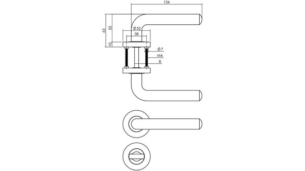 Intersteel Deurkruk Agatha op rozet verdekt ø52x10mm met nokken zwart