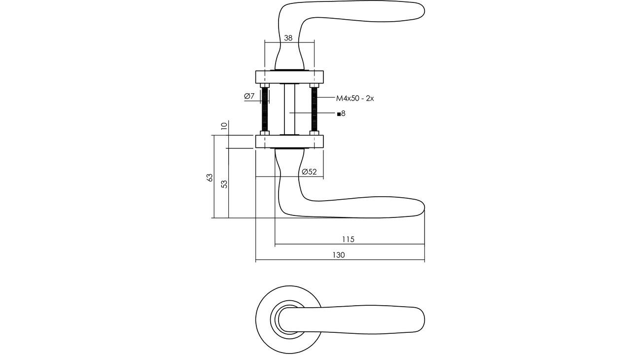 Intersteel Deurkruk Bjorn op rozet verdekt ø52x10mm met nokken zwart Intersteel Deurkruk Bjorn op rozet verdekt ø52x10mm met nokken zwart