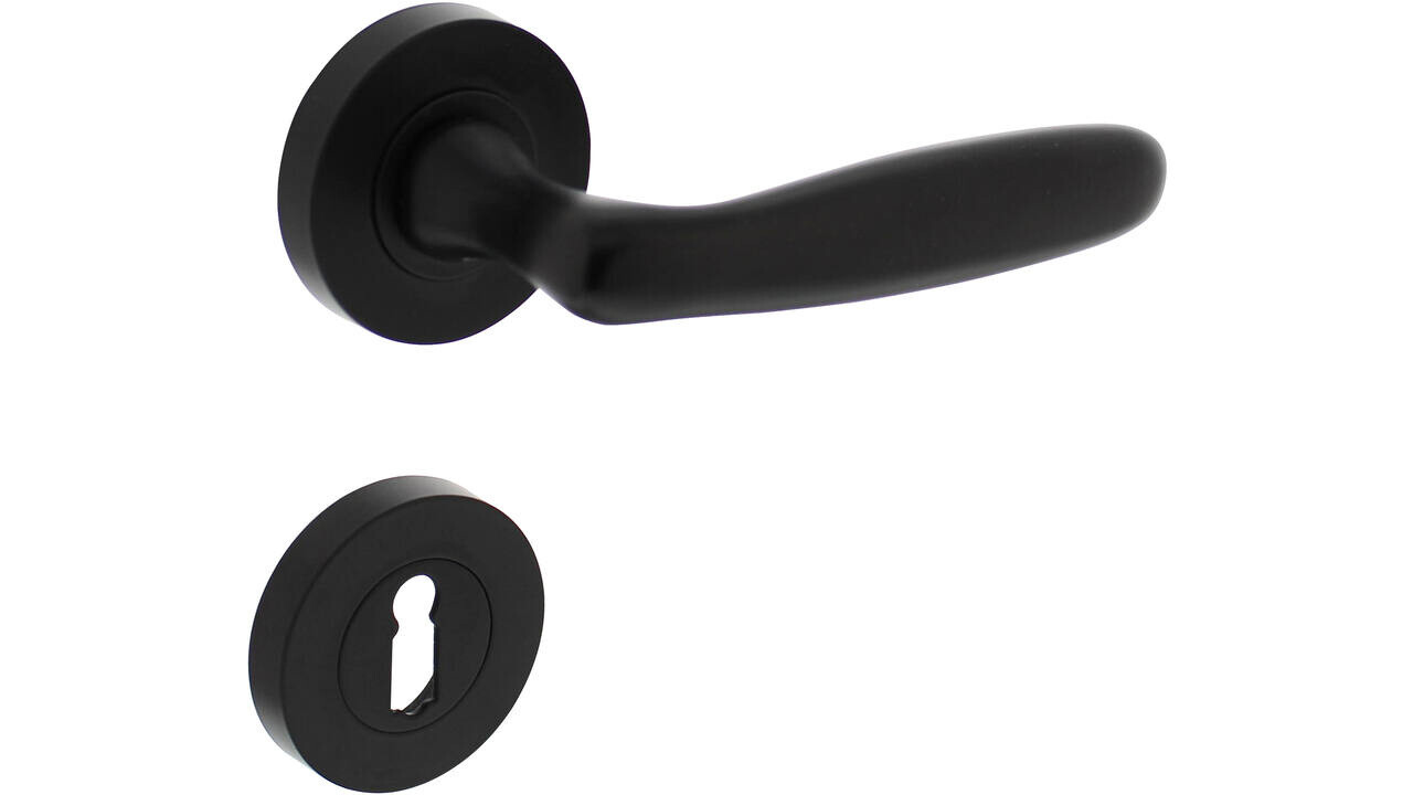 Intersteel Deurkruk Bjorn op rozet verdekt ø52x10mm met nokken zwart Intersteel Deurkruk Bjorn op rozet verdekt ø52x10mm met nokken zwart