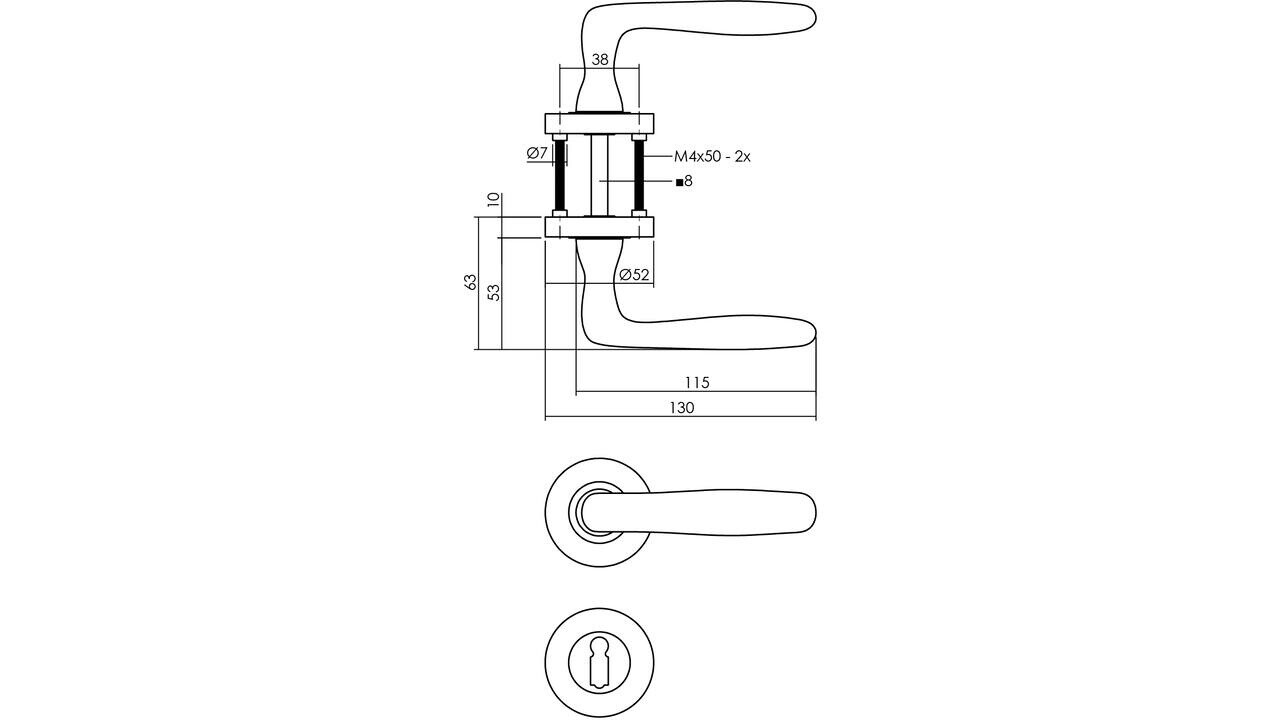 Intersteel Deurkruk Bjorn op rozet verdekt ø52x10mm met nokken zwart Intersteel Deurkruk Bjorn op rozet verdekt ø52x10mm met nokken zwart