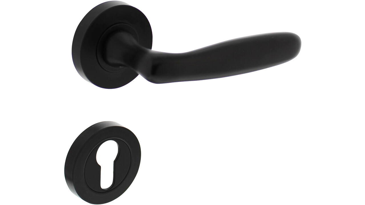 Intersteel Deurkruk Bjorn op rozet verdekt ø52x10mm met nokken zwart Intersteel Deurkruk Bjorn op rozet verdekt ø52x10mm met nokken zwart