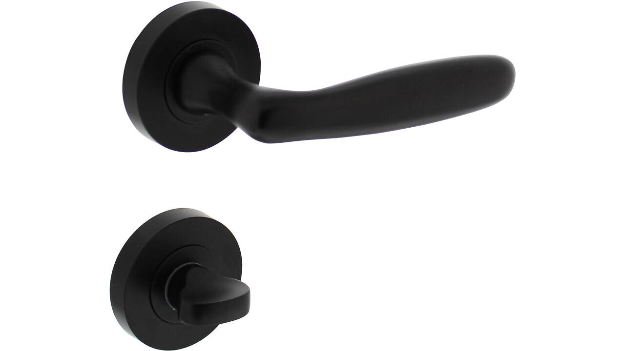 Intersteel Deurkruk Bjorn op rozet verdekt ø52x10mm met nokken zwart Intersteel Deurkruk Bjorn op rozet verdekt ø52x10mm met nokken zwart